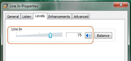 Line-In Eingang Lautstärke anpassen